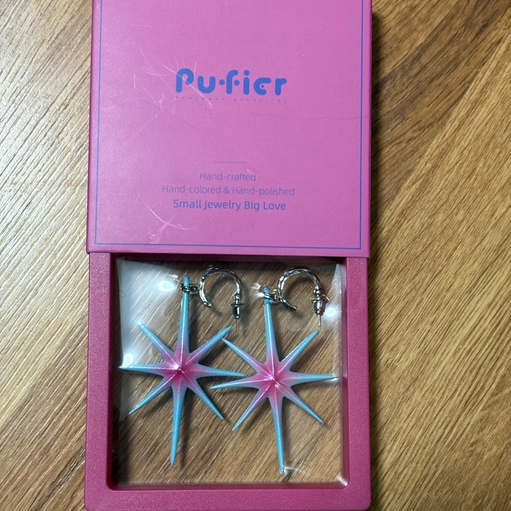 Pink and Blue Starburst Earrings